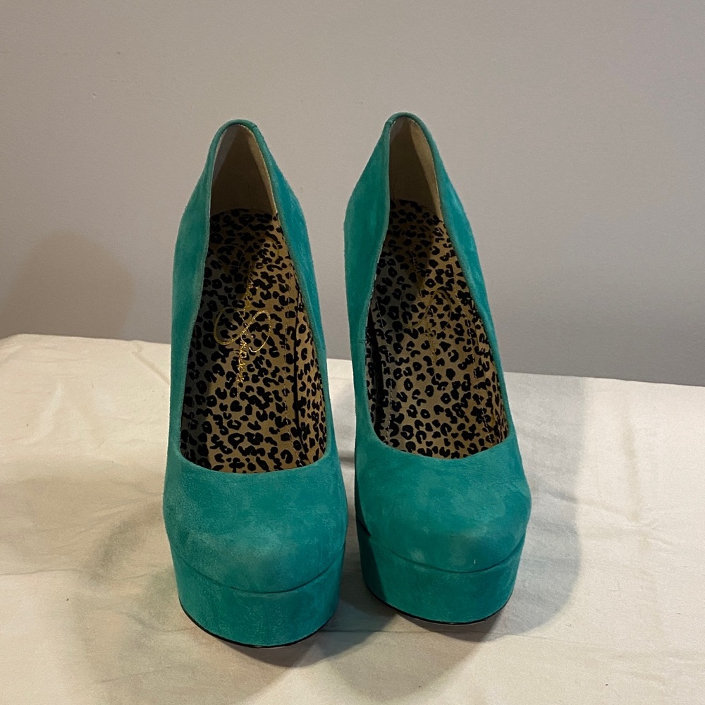 Jessica Simpson Waleo Heels. Sz. 8.5 genuine suede, turquoise